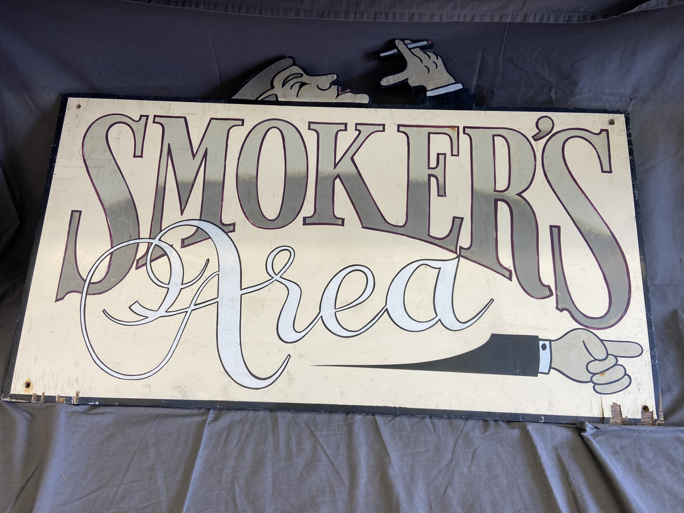 Wooden painted Smokers area sign