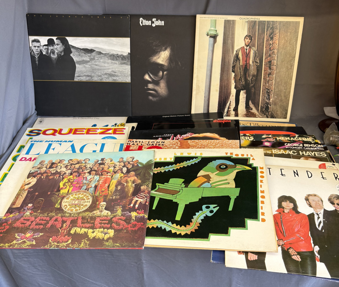 Mixed vinyls including Beatles, Elton John, David Bowie, U2 Record