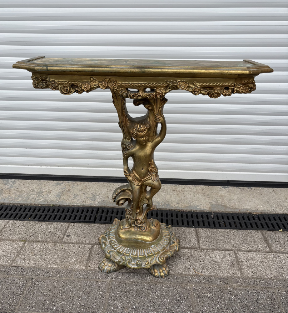 Vintage wooden Gold Painted French Rococo Style Console Table Hall Table 80cm wide