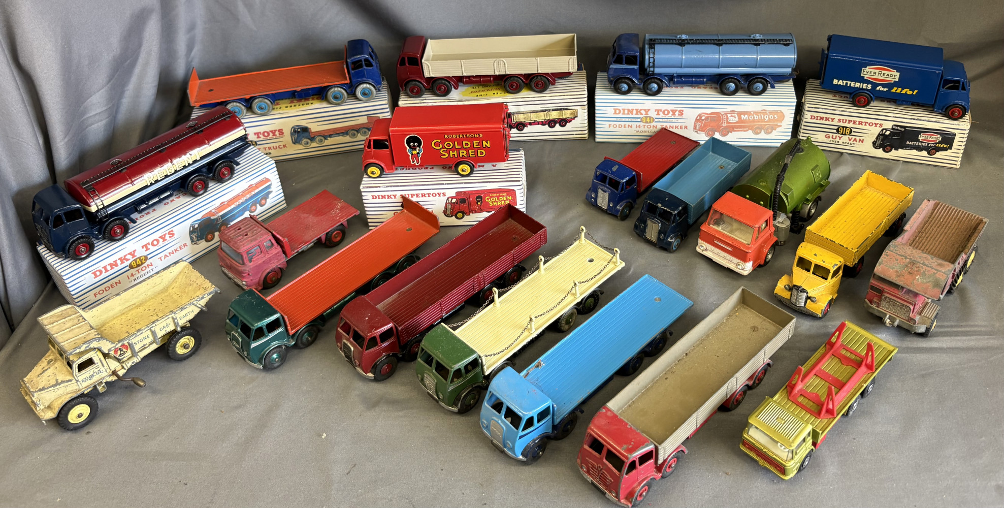 Large lot of Dinky Toys Mostly lorries and trucks and one other some with boxes