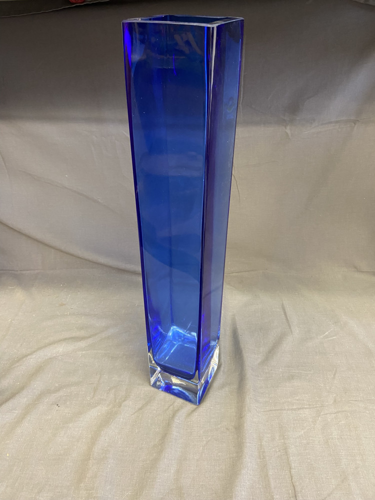 Large Modern Cobalt Blue Square Vase
