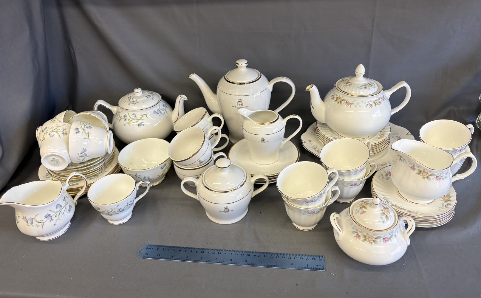 Set of The Queens Golden Jubilee 1952- 2002, set of Salisbury Bone China and a set of Duchess China 571 harebell Pattern