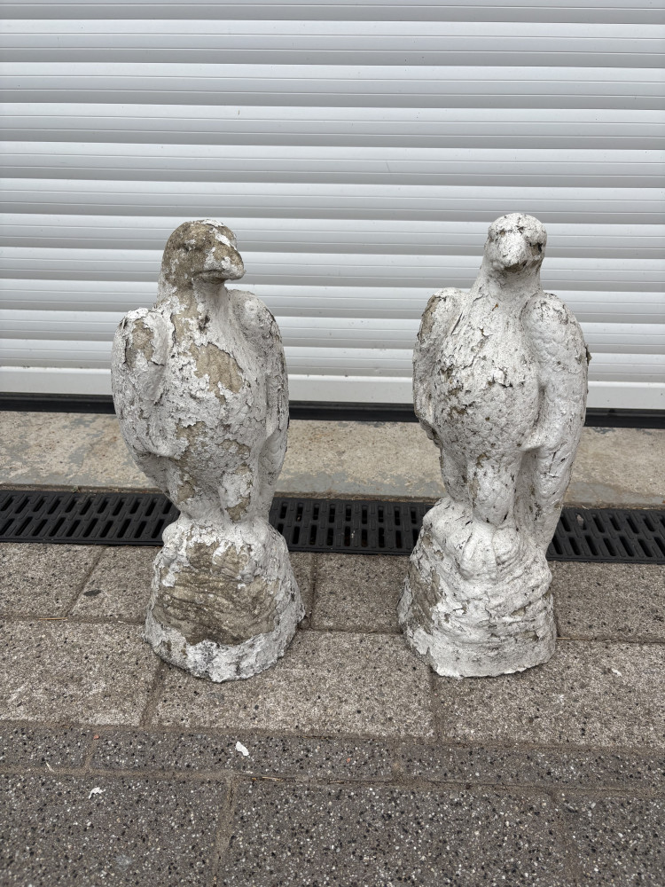 Pair of weathered garden eagles