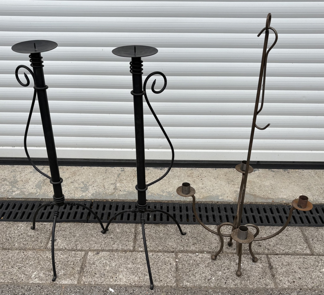 2 large candle sticks 67 cms tall and hanging or floor standing candelabra