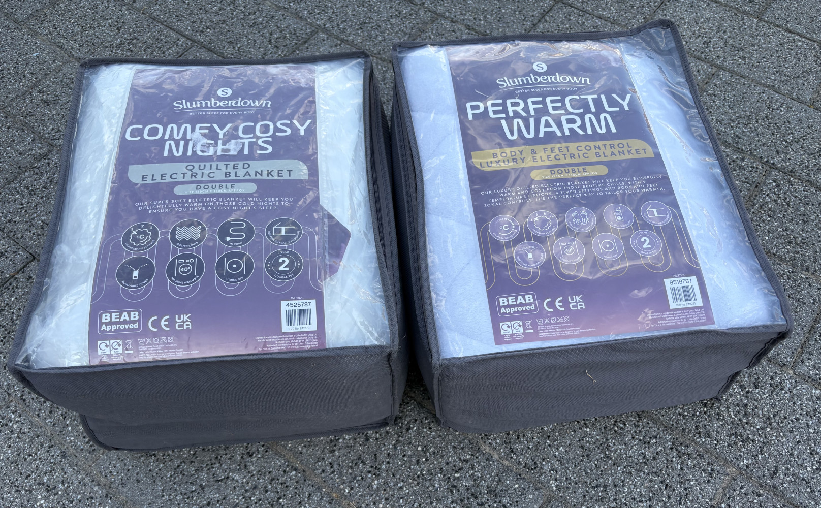 Two Slumberdown Perfectly Warm Body & Feet Control Luxury Electric Blankets in a double size