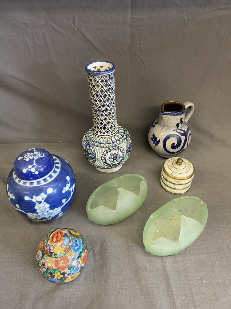 Selection of Vintage China some A/F and Glasses inc Bagley Tulip Vases