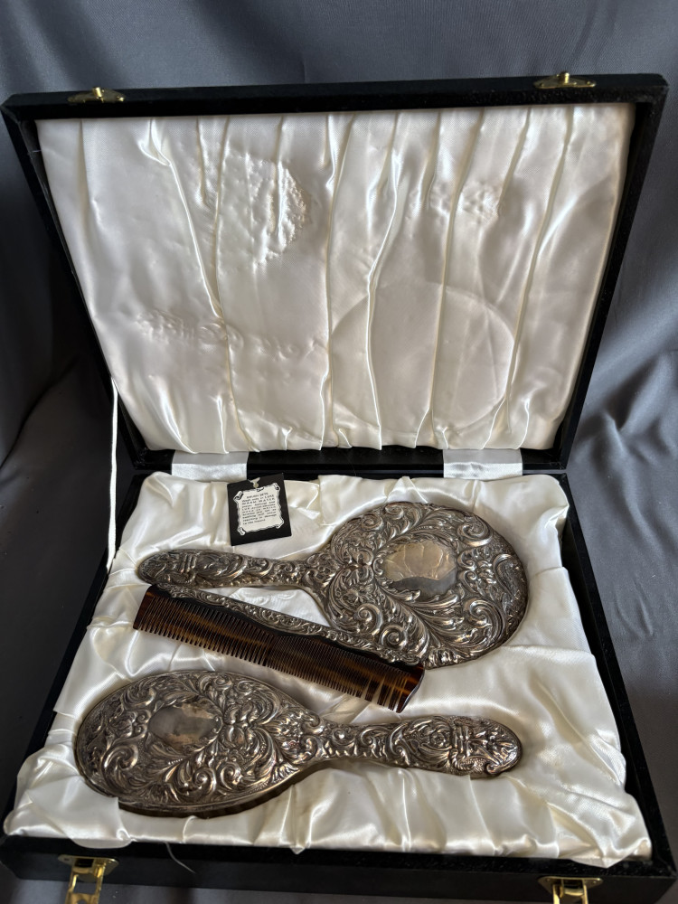 Antique Silver Dressing Table Set, Broadway Silver, hallmarked filled silver set