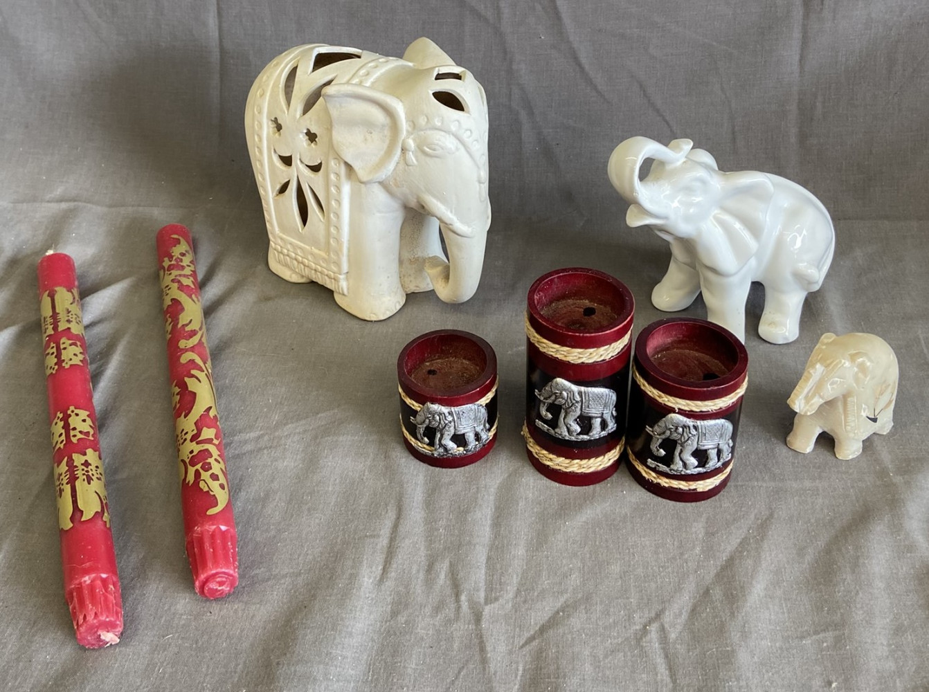 Elephant Figures and Candle holders
