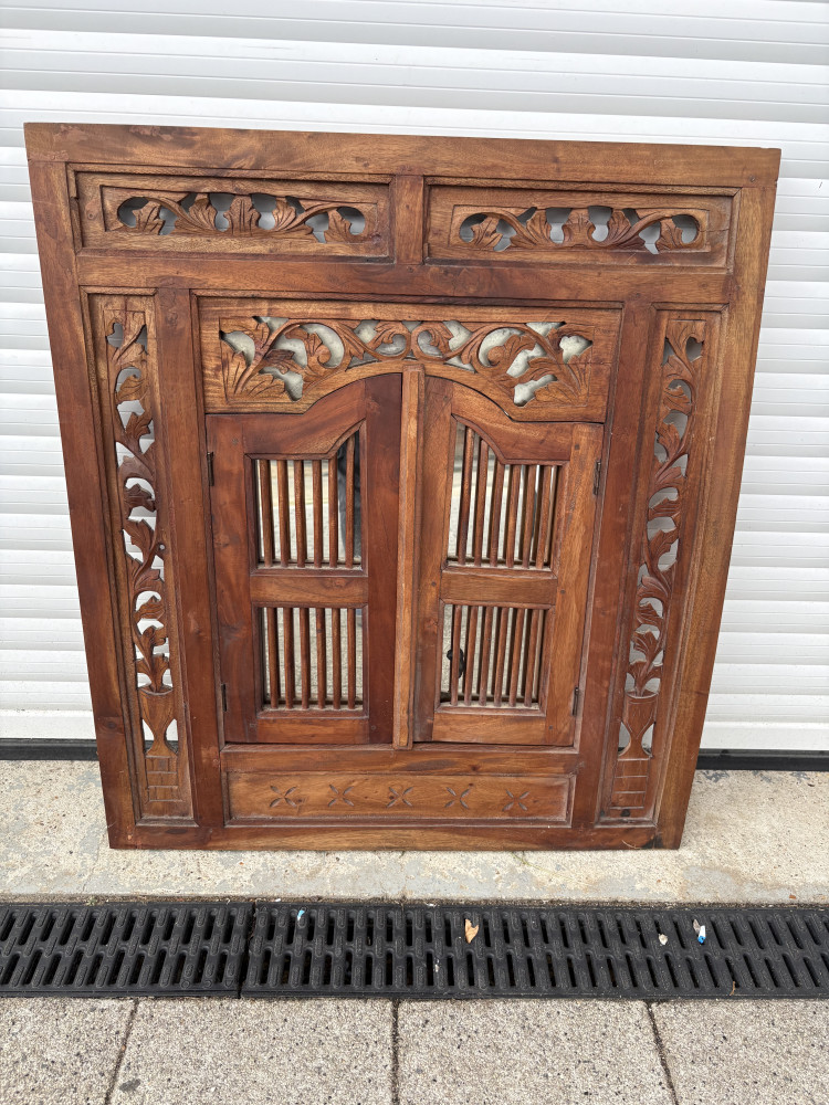 Large wooden framed shutter mirror 90 x 80cms