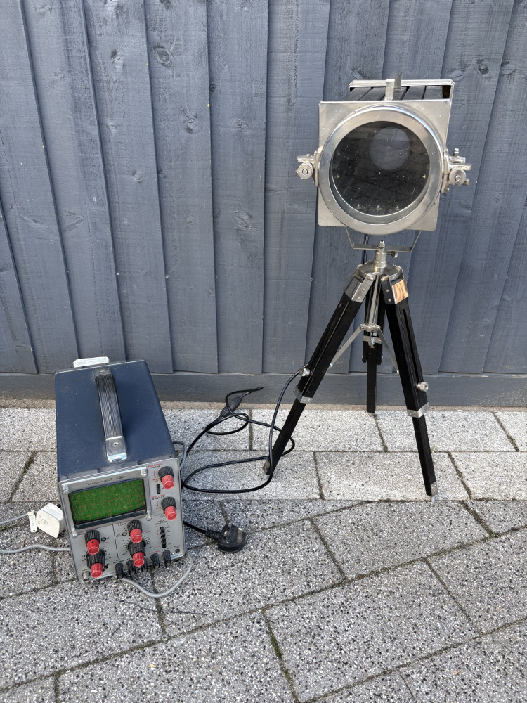 Vintage Telequipment S54A Oscilloscope And Tri pod lamp with spot lamp effect lamp