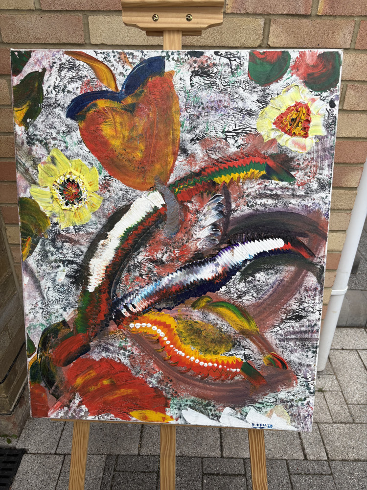 Abstract painting on canvas by artist H HAMZA