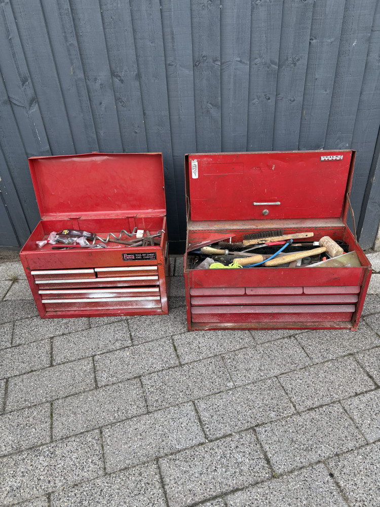 2 tool boxes with various tools