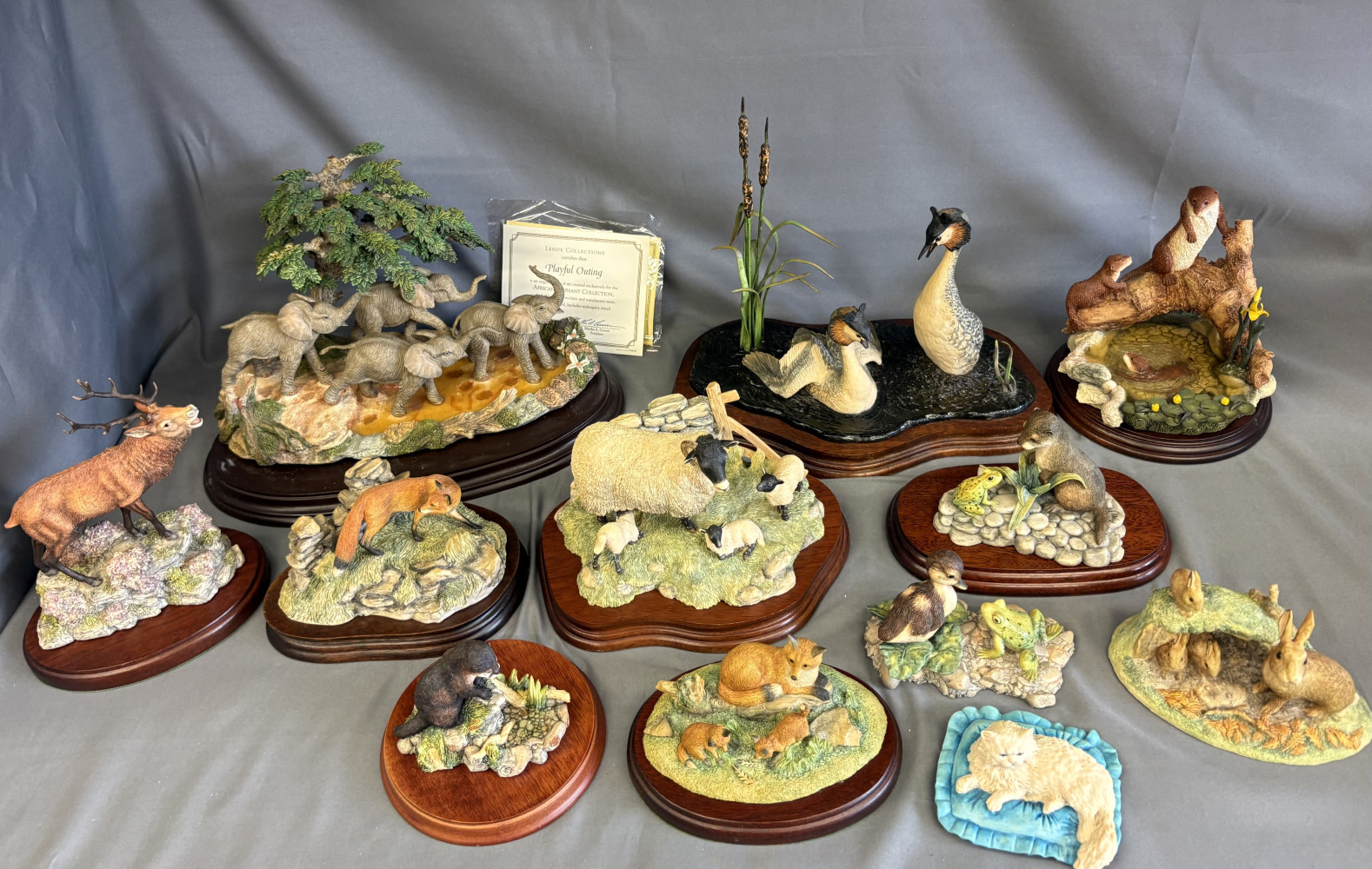 Collection of Border Fine Arts of detailed resin and ceramic animal and wildlife figurines some A/F
