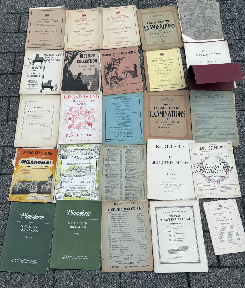Collection of vintage piano sheet music books