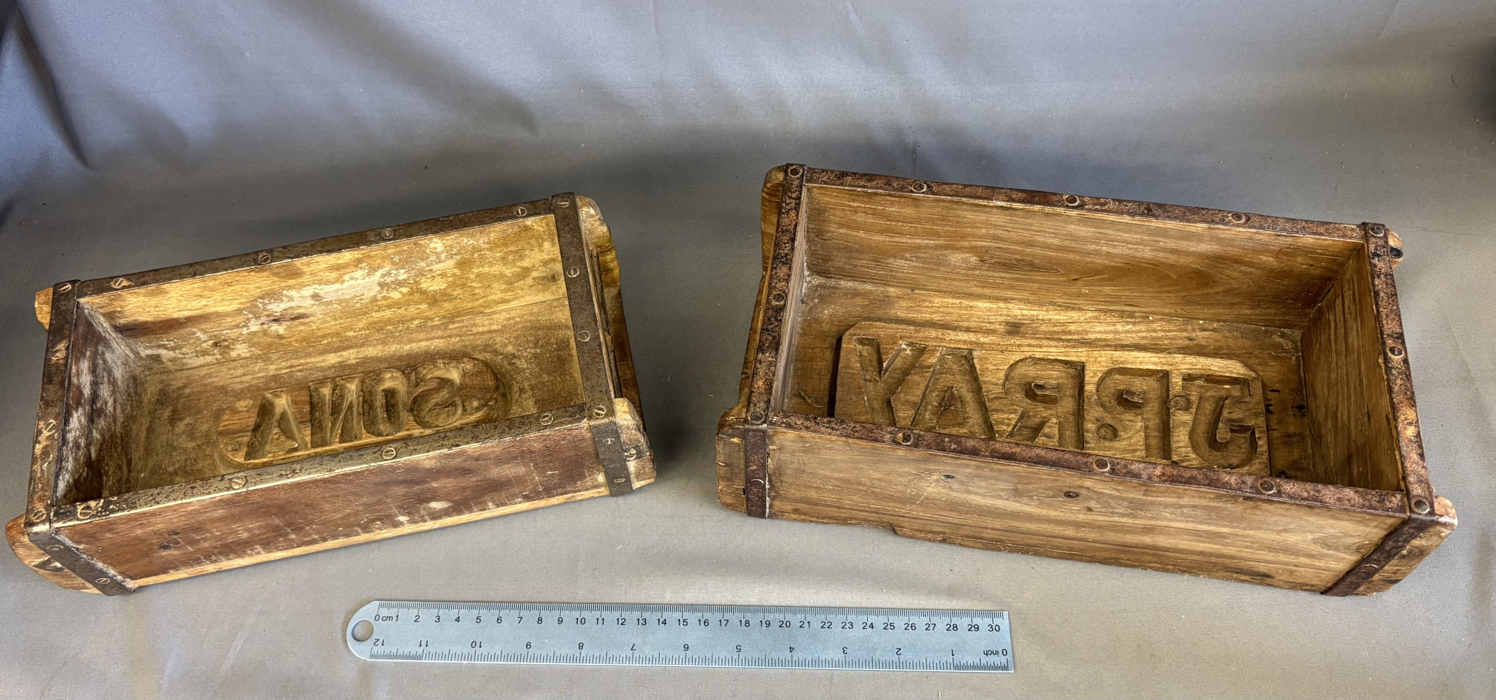 Two brick moulds