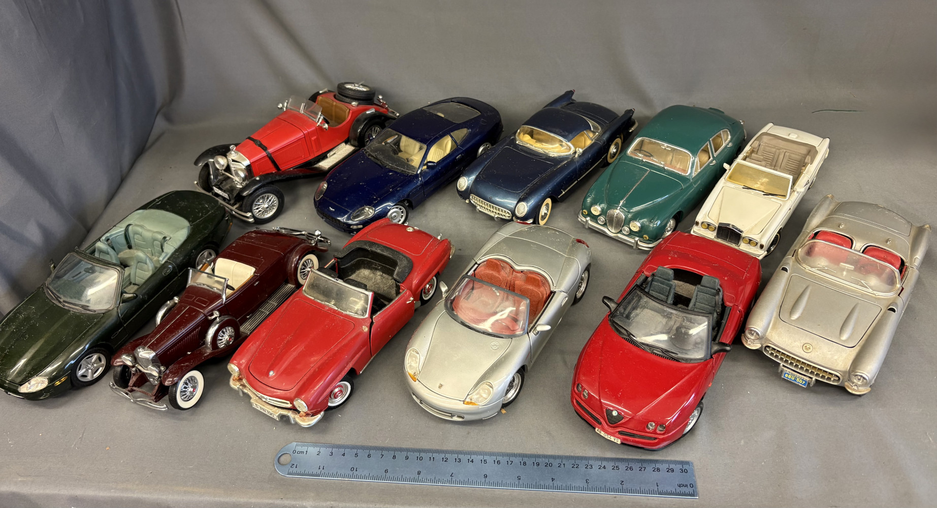 11 large metal cars