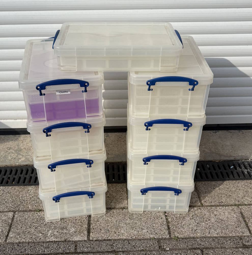 Clear plastic storage boxes A4 size
