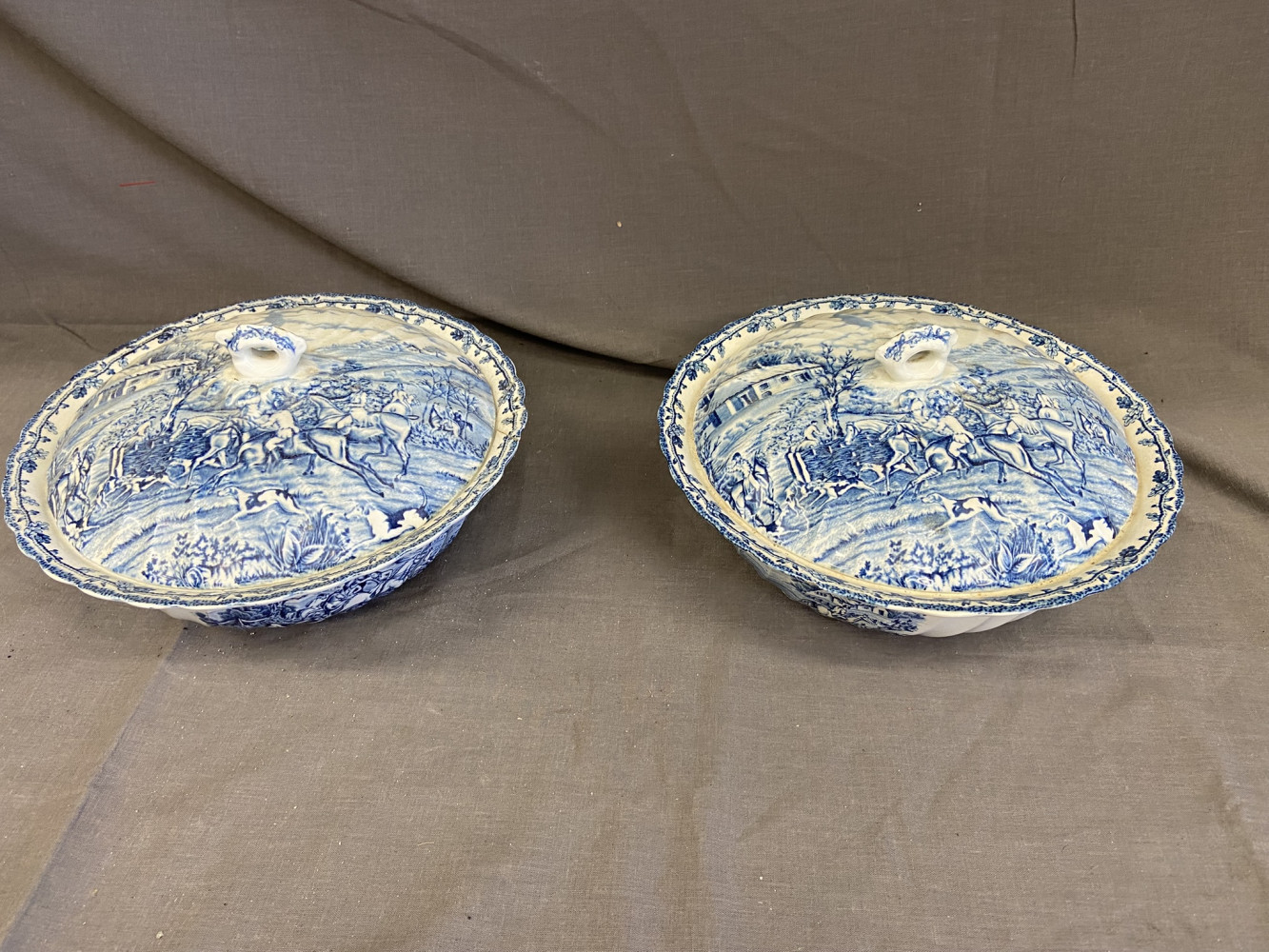 Antique blue and White serving bowls A/f
