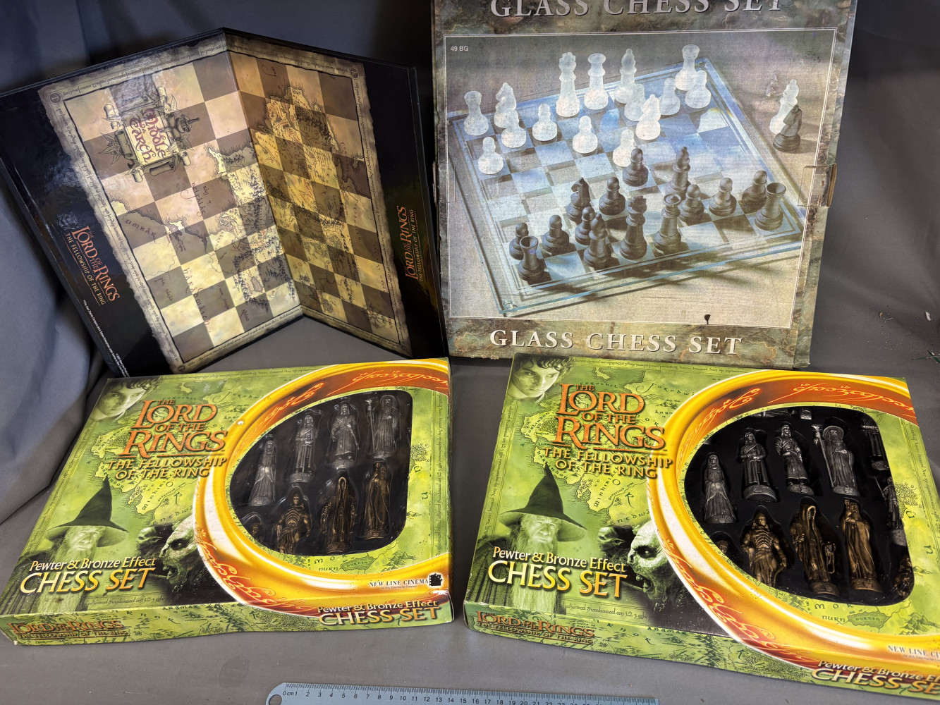 Lord of the rings chess set and glass chess set