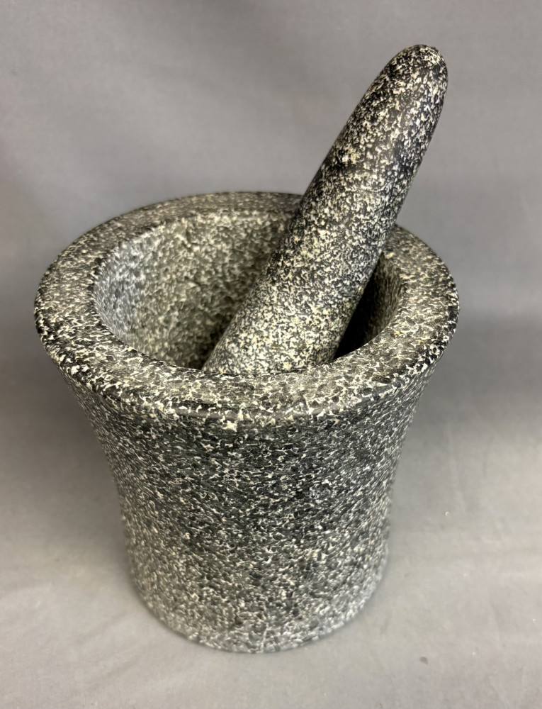 Large heavy stone mortar and pestle set