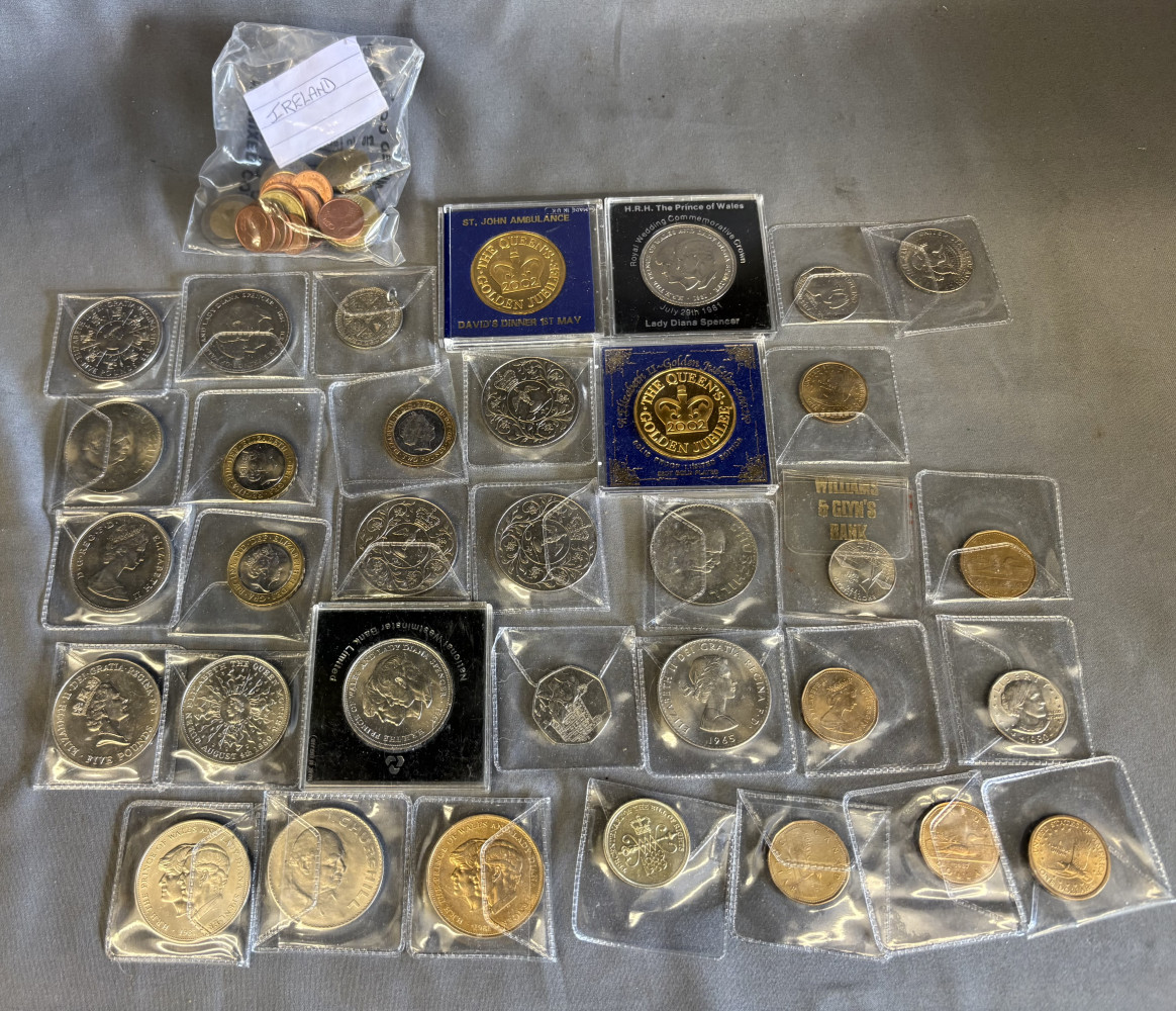 Mixed lot of commemorative coins, American and Irish coins