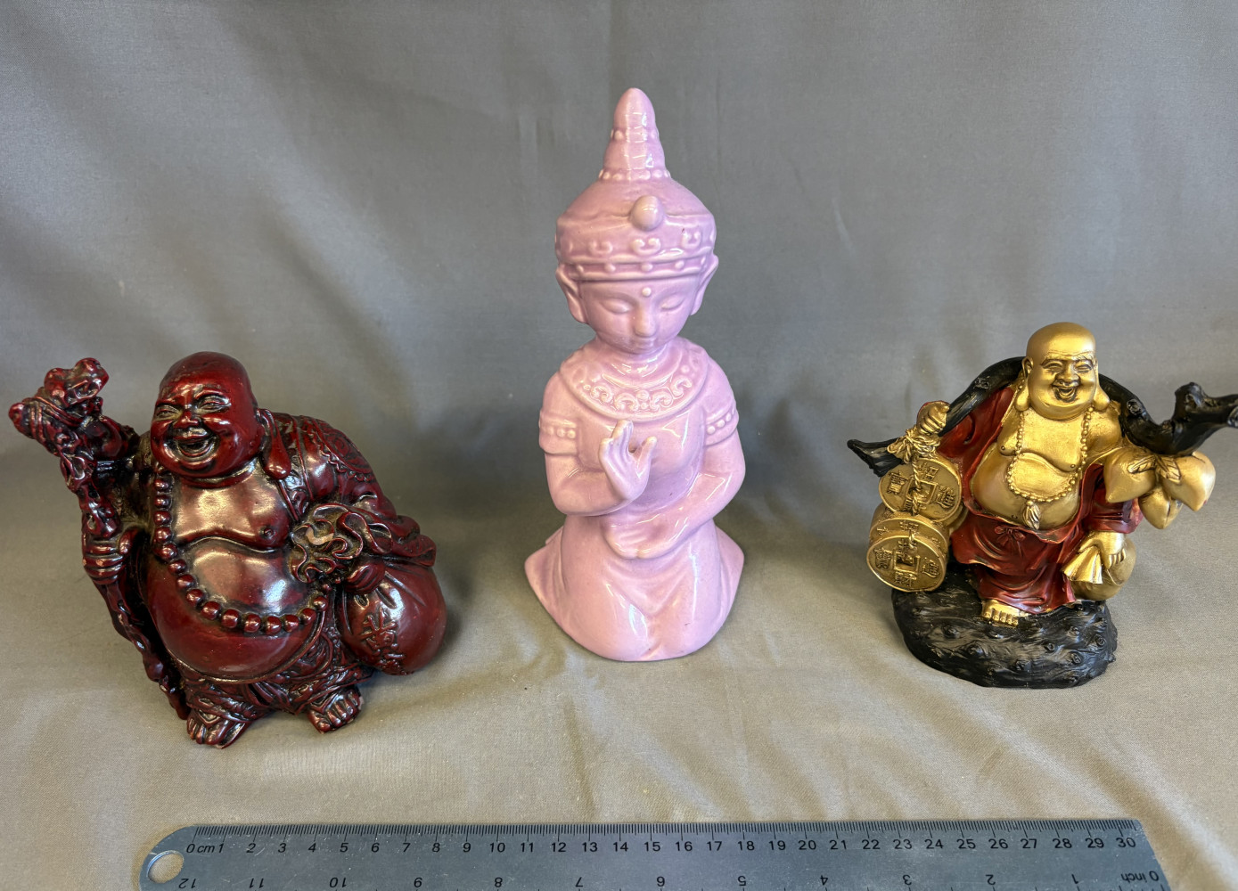 3 decorative Buddha figurines