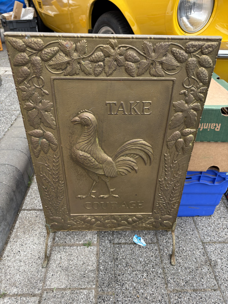 Brass Fire guard from a pub, Take Courage