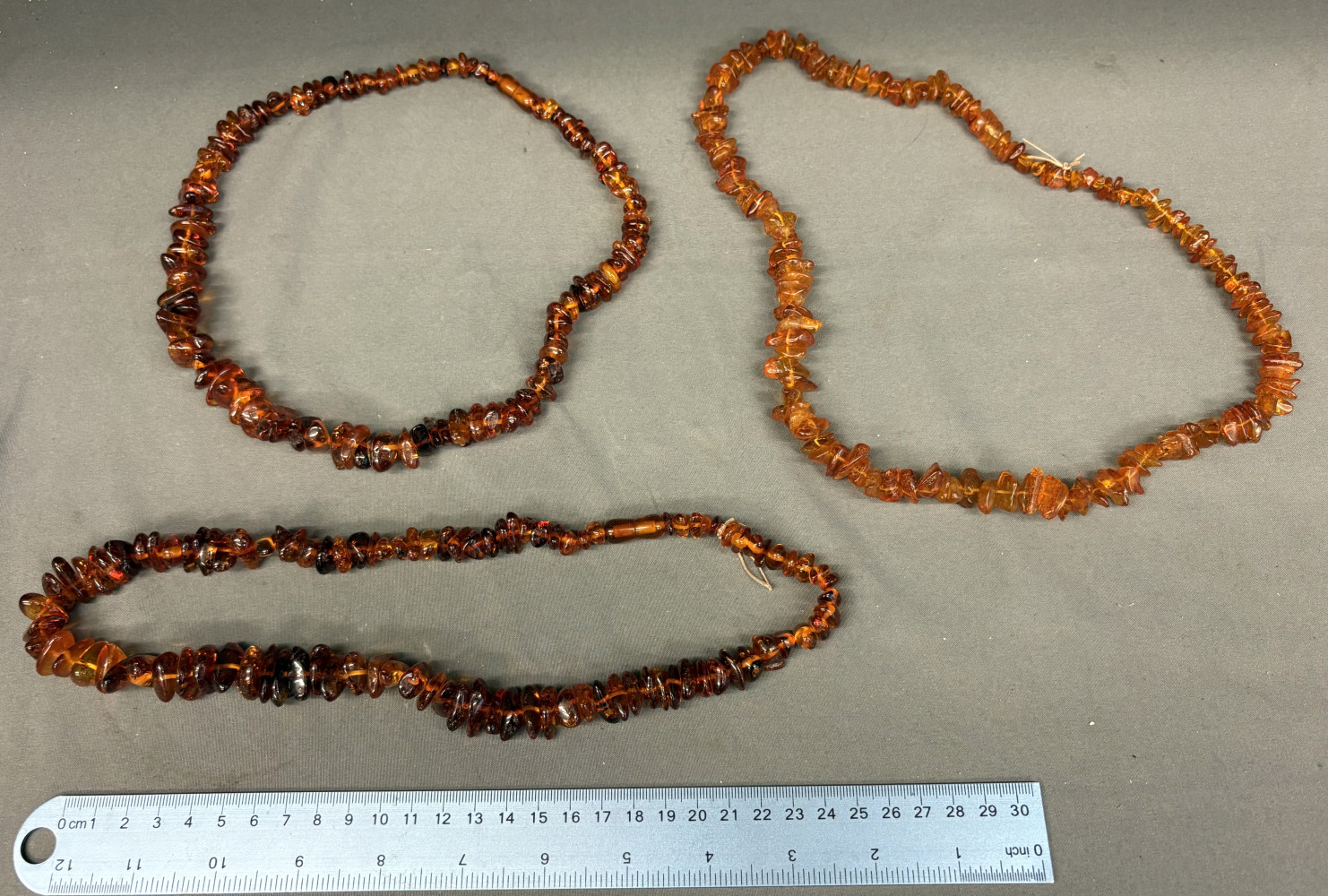 3 Amber Necklaces 128 grams