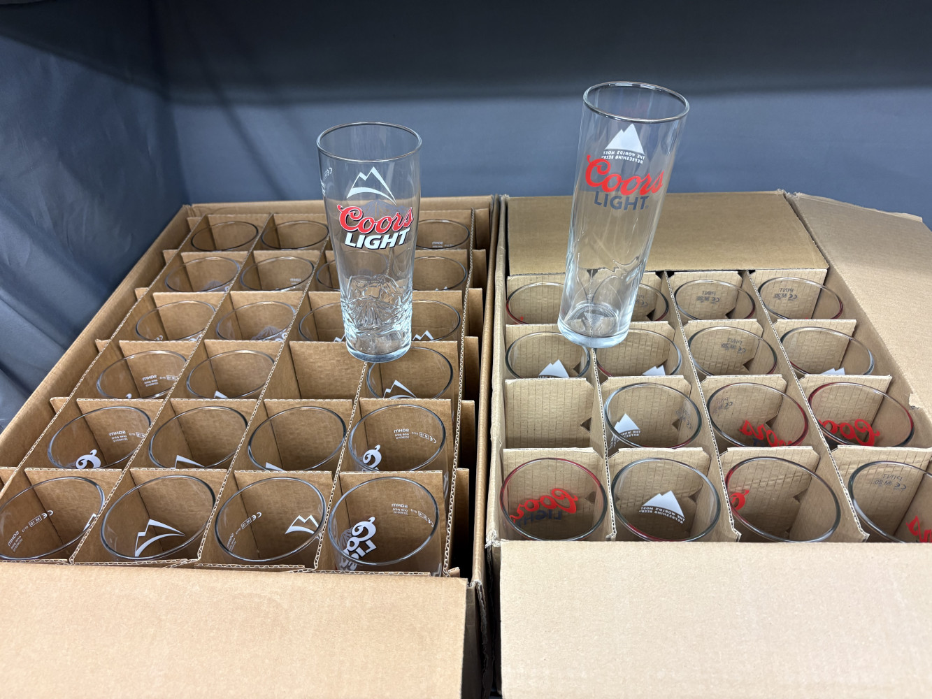 48 Coors Pint Glasses in two different styles