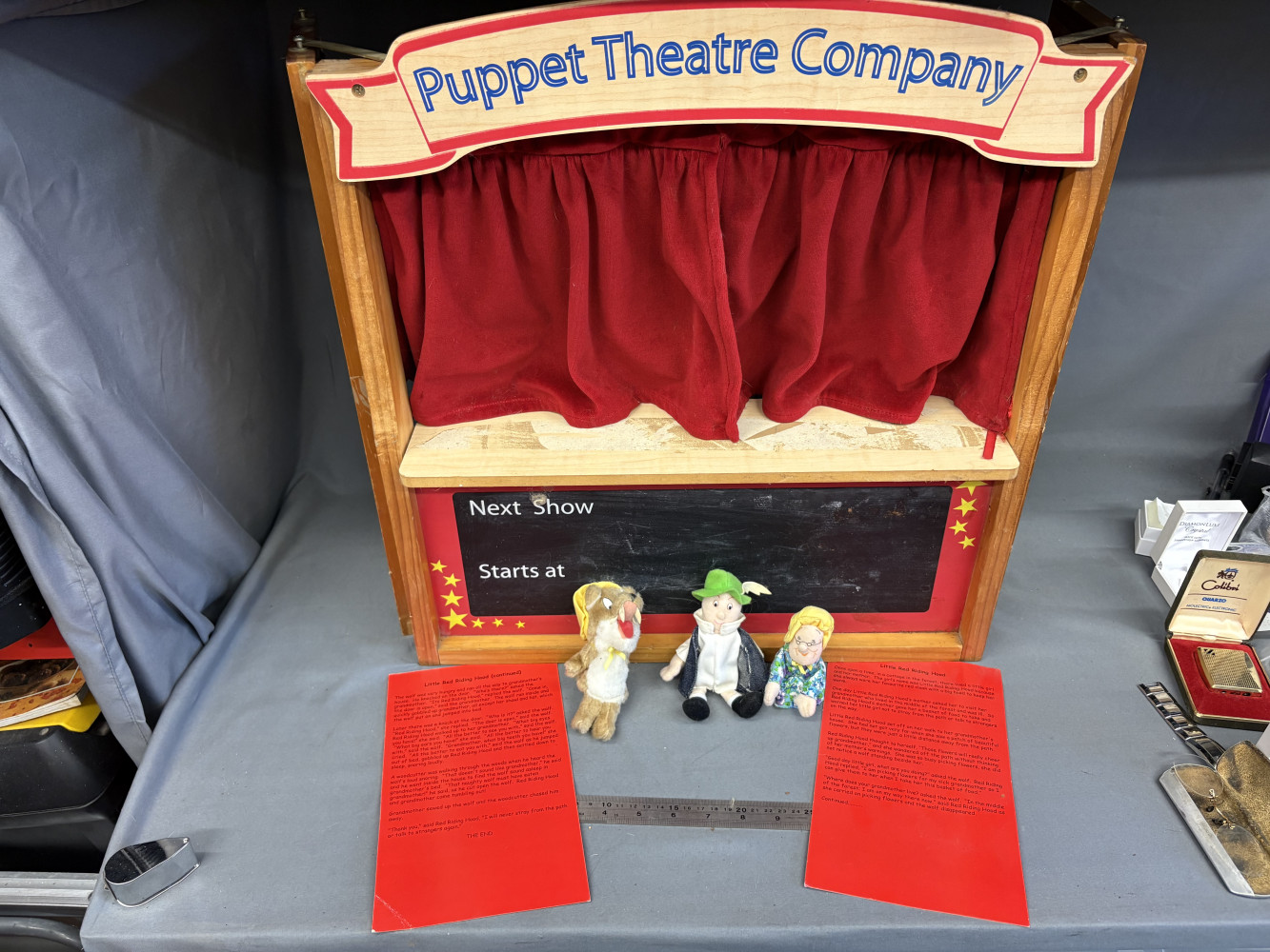 Vintage wooden Puppet Theatre Company foldaway puppet theatre, originally produced for the Early Learning Centre