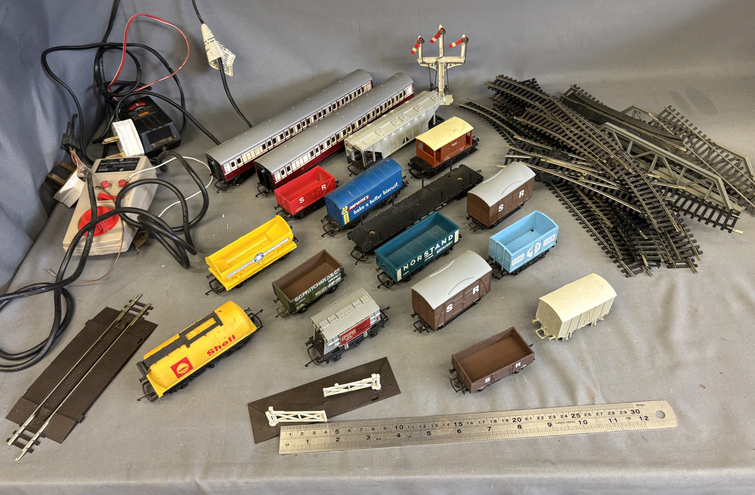 Vintage Hornby, rolling stock, track, power packs and other accessories