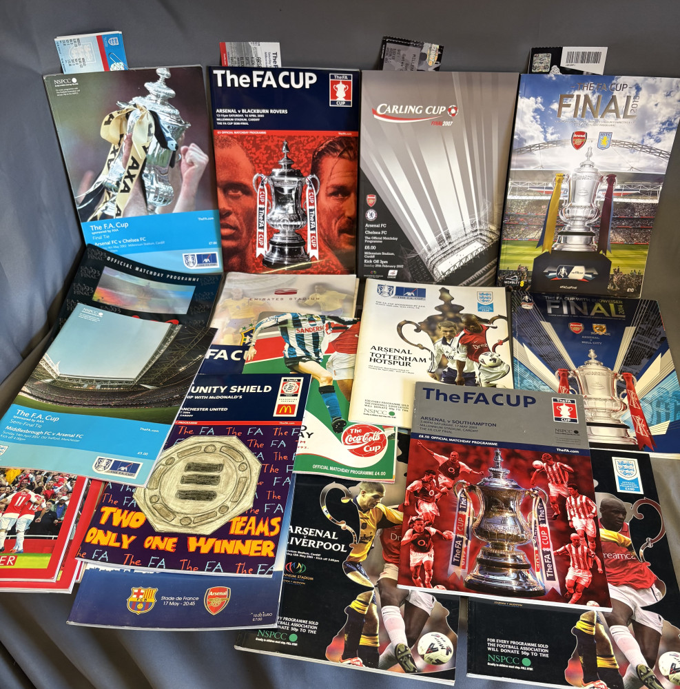 Arsenal CUP programmes including Finals some with tickets