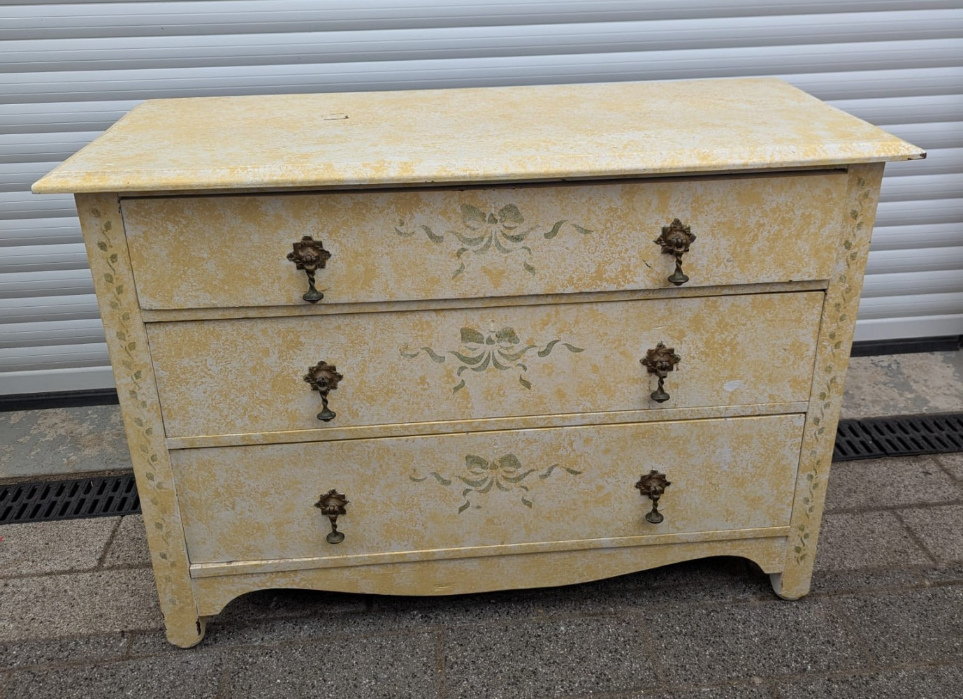 Upcycled yellow small 3 drawer chest