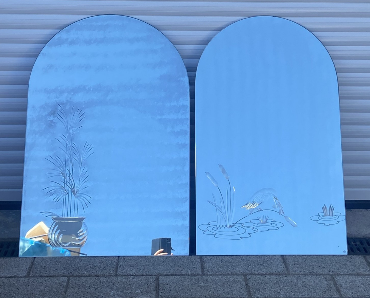 2 large etched mirrors 
