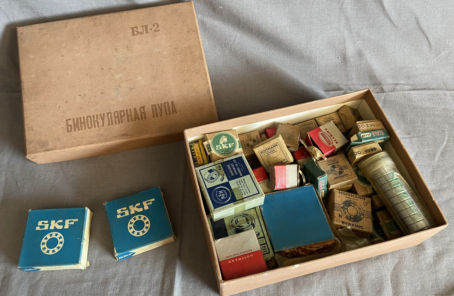 Russian labeled box full of new old stock bearings