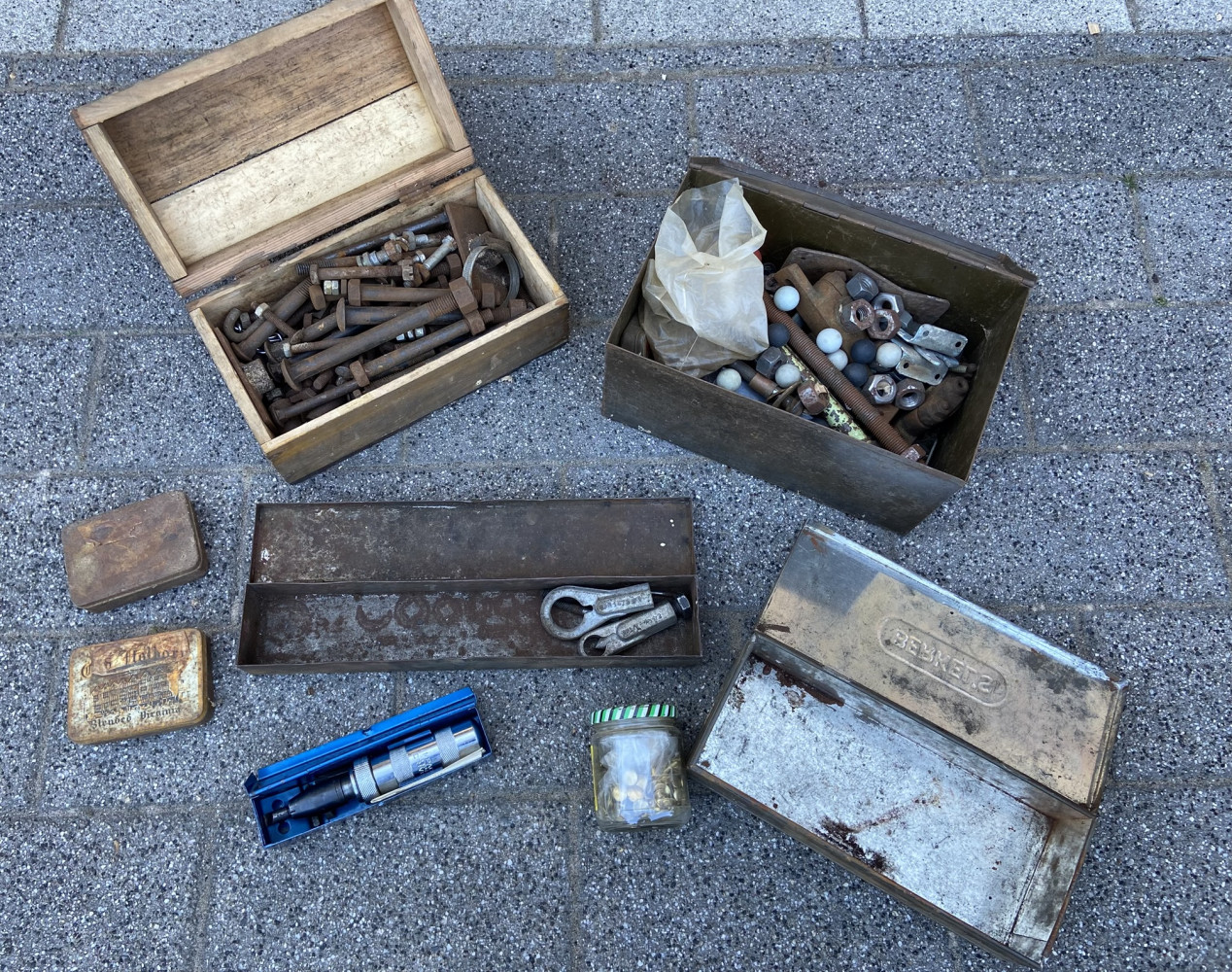 Boxes of large fittings, impact driver, other sundries