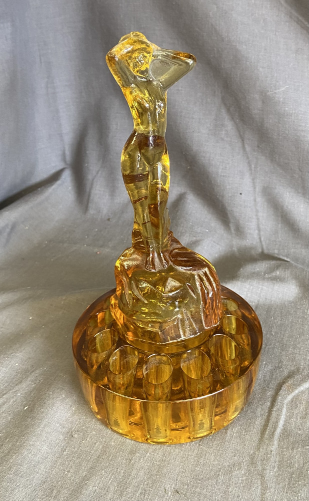 Flower Frog with Art Deco Woman