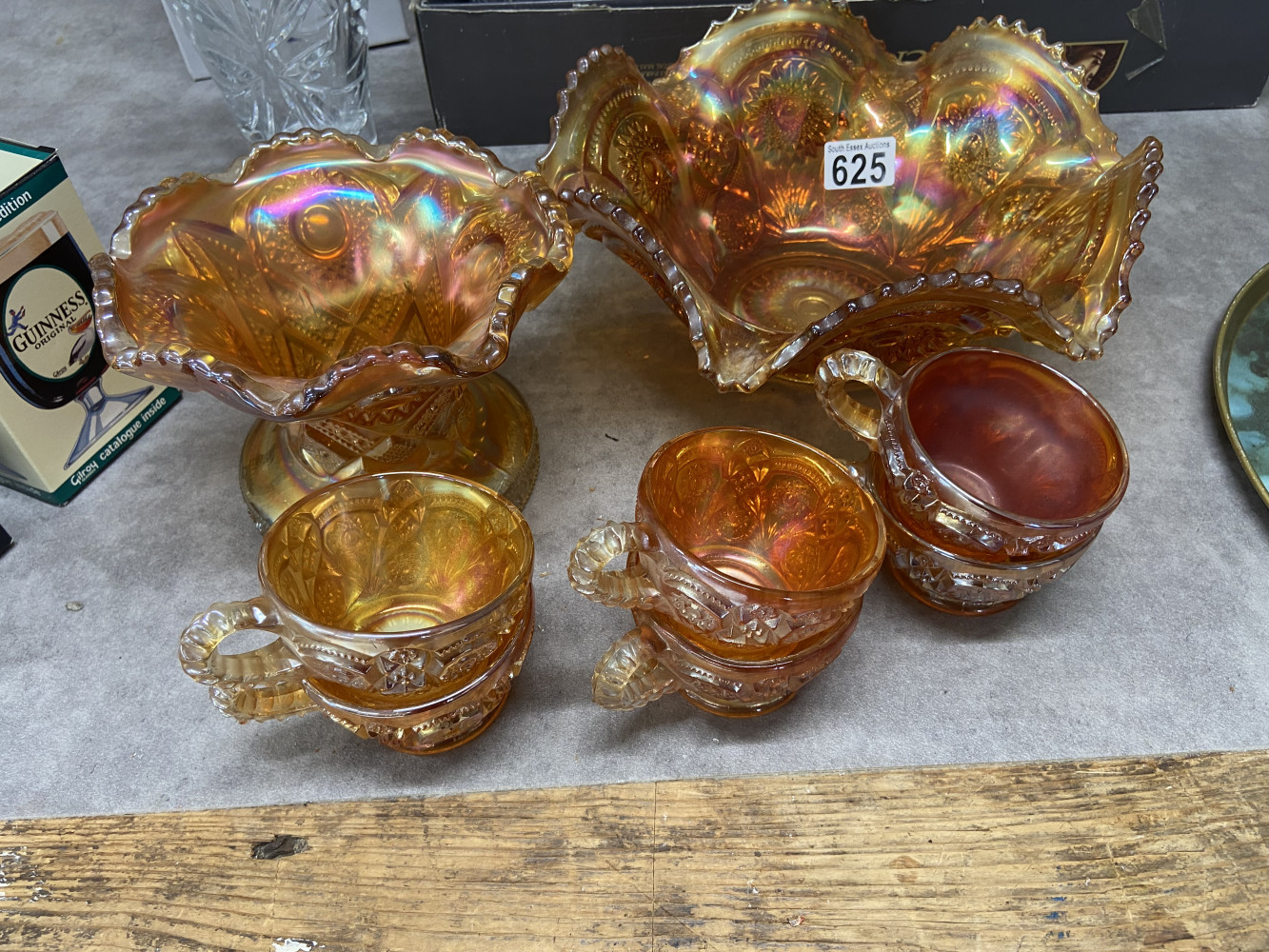 Carnival Glass Punch bowl and other bowl