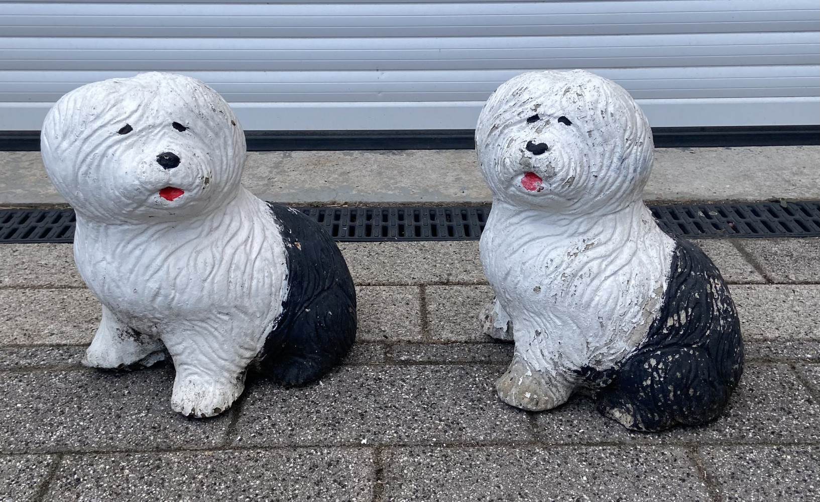 2 Old English Sheepdog garden Statues