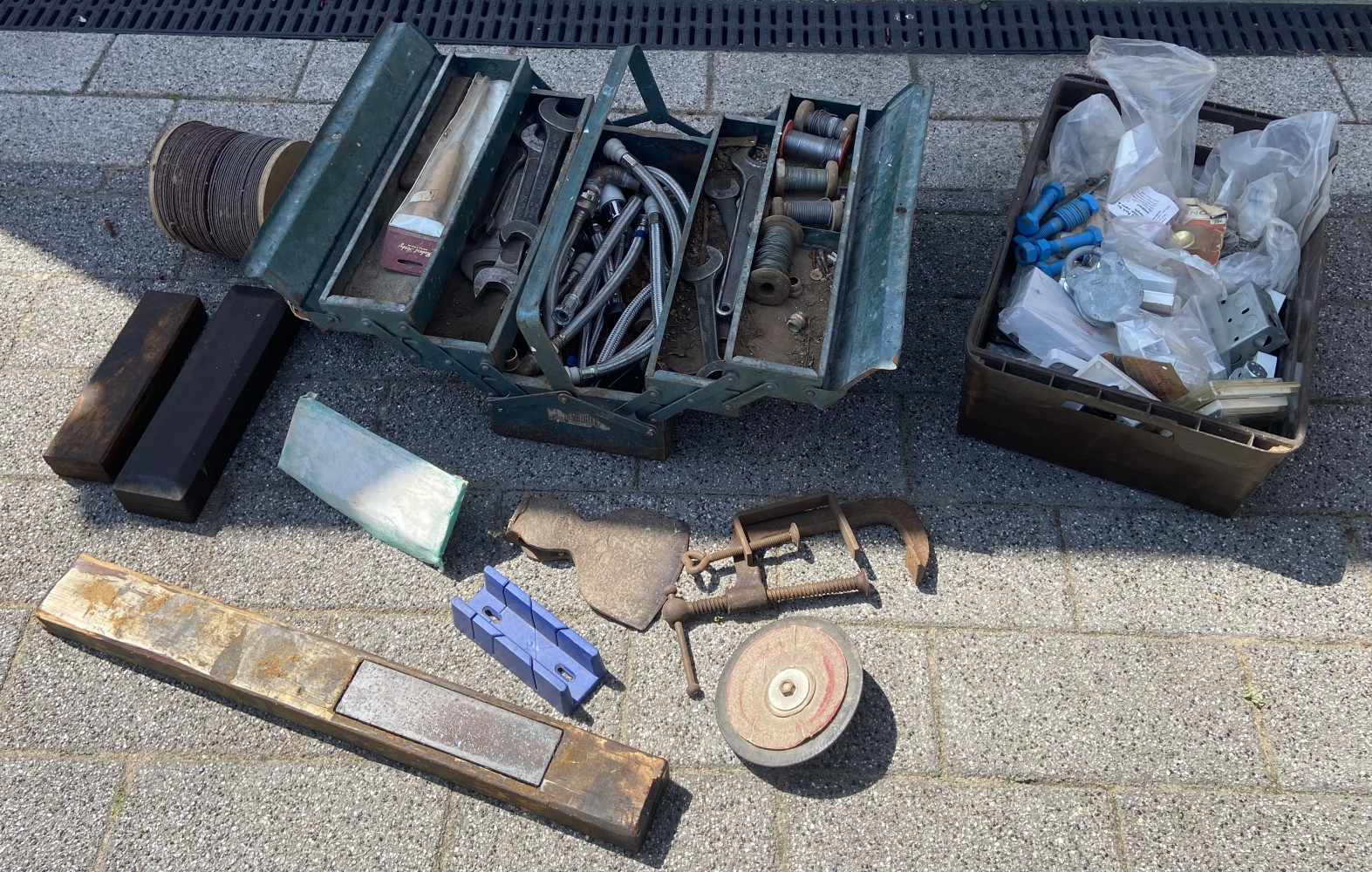 Full metal tool boxes, crate of electrical items and fixings