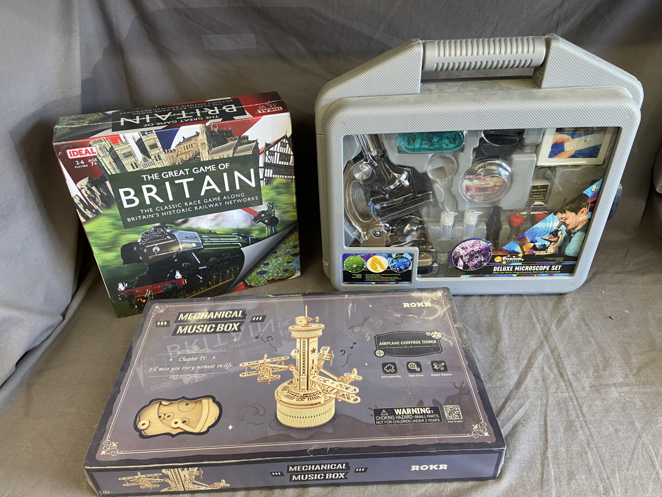 Mircoscope set, game and musical self build toy