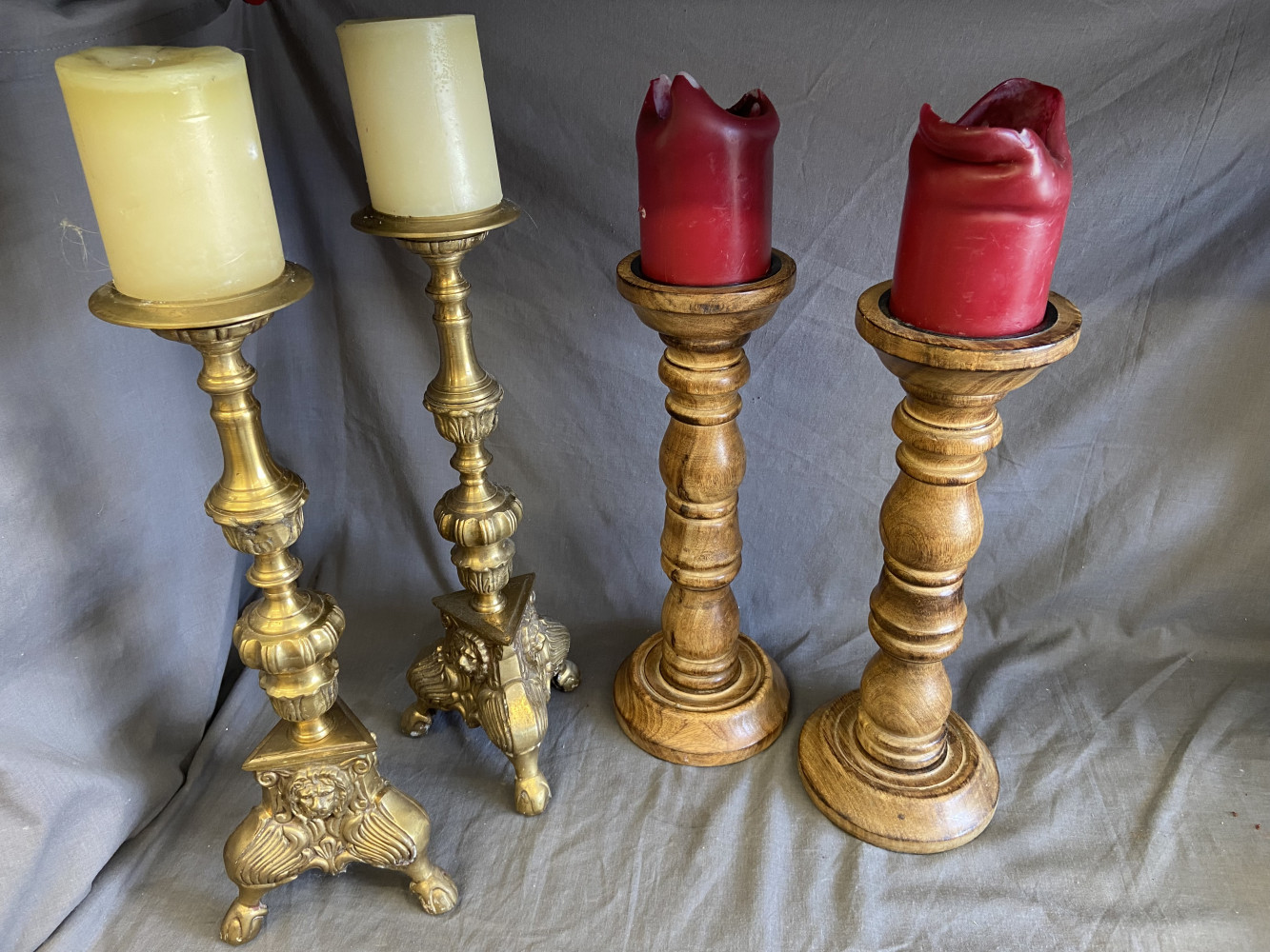 2 pairs of very large candle sticks