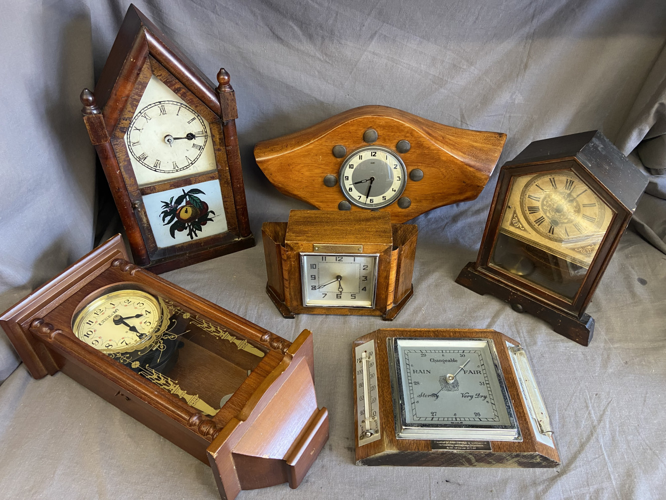 Propeller Clock and 4 others and a barometer