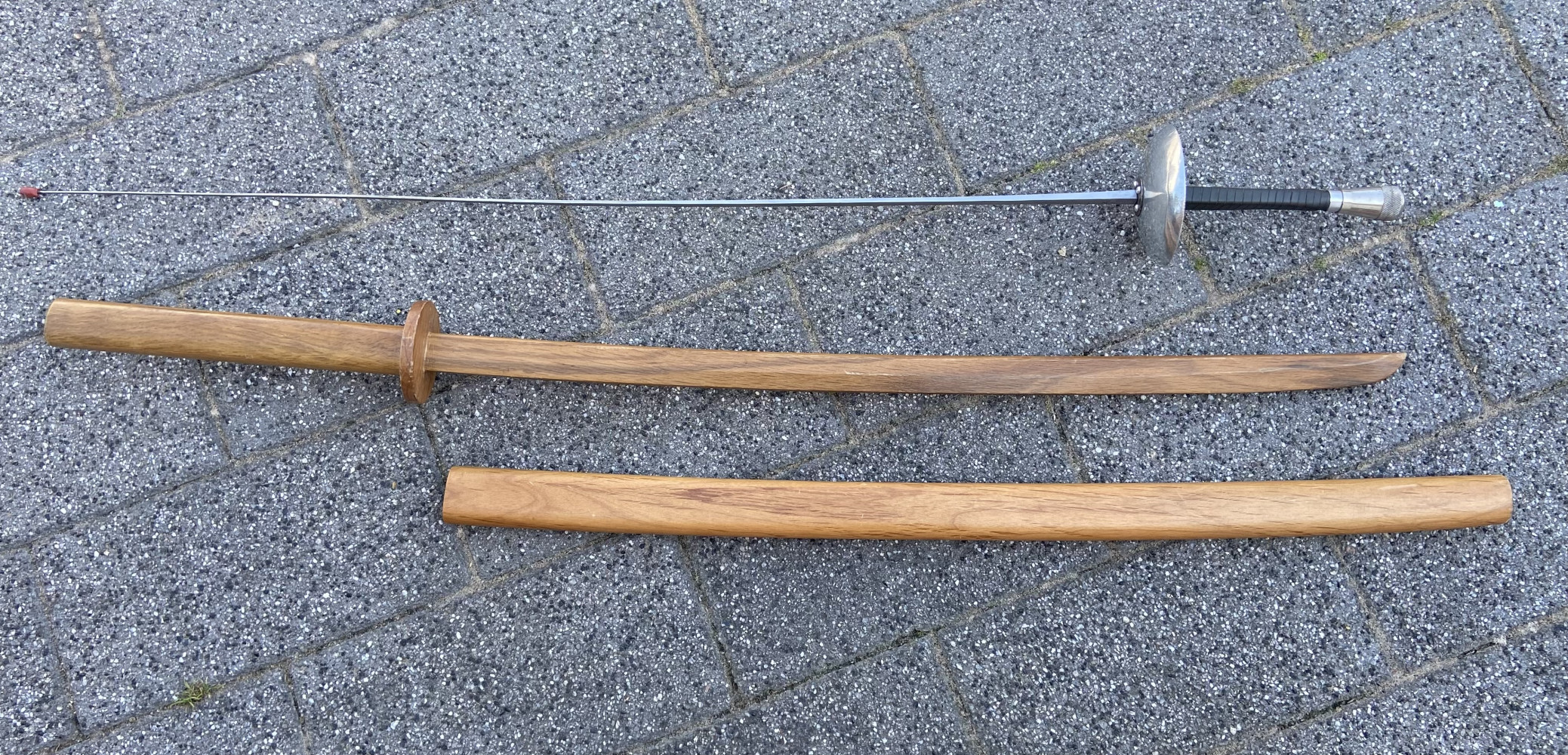 Fencing sword and wooden practice Marshall Arts sword