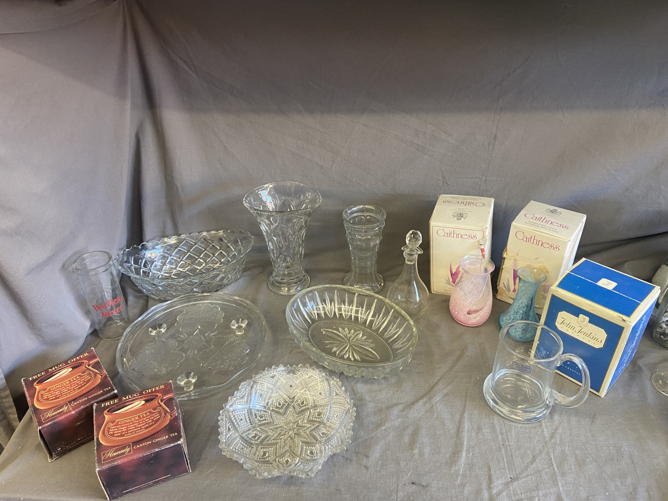 Selection of glass items inc Caithness vases