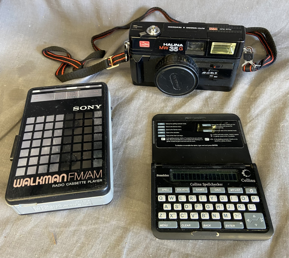 Sony walkman, spell checker and halina camera