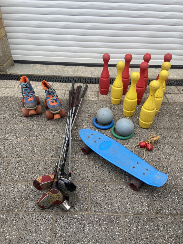 Garden Skittles, golf clubs and vintage skate wear